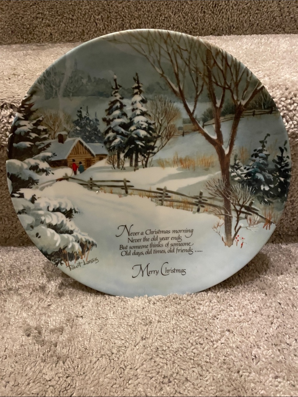 Winter Landscape Decorative Collector Plate - White and Green